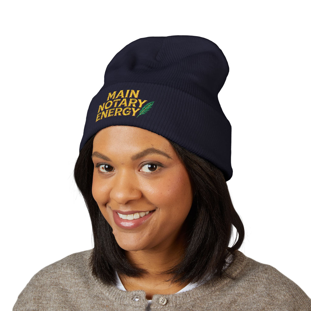 Main Notary Energy Embroidered Cuffed Beanie | Notary Public Gift
