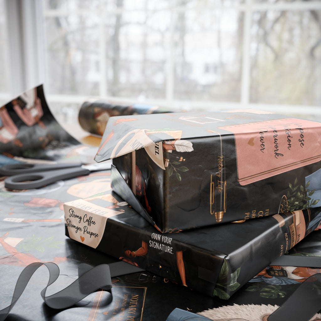 Notary Boss Self-Care Wrapping Paper – Professional Women Gift Wrap💗✍🏾🎁✨