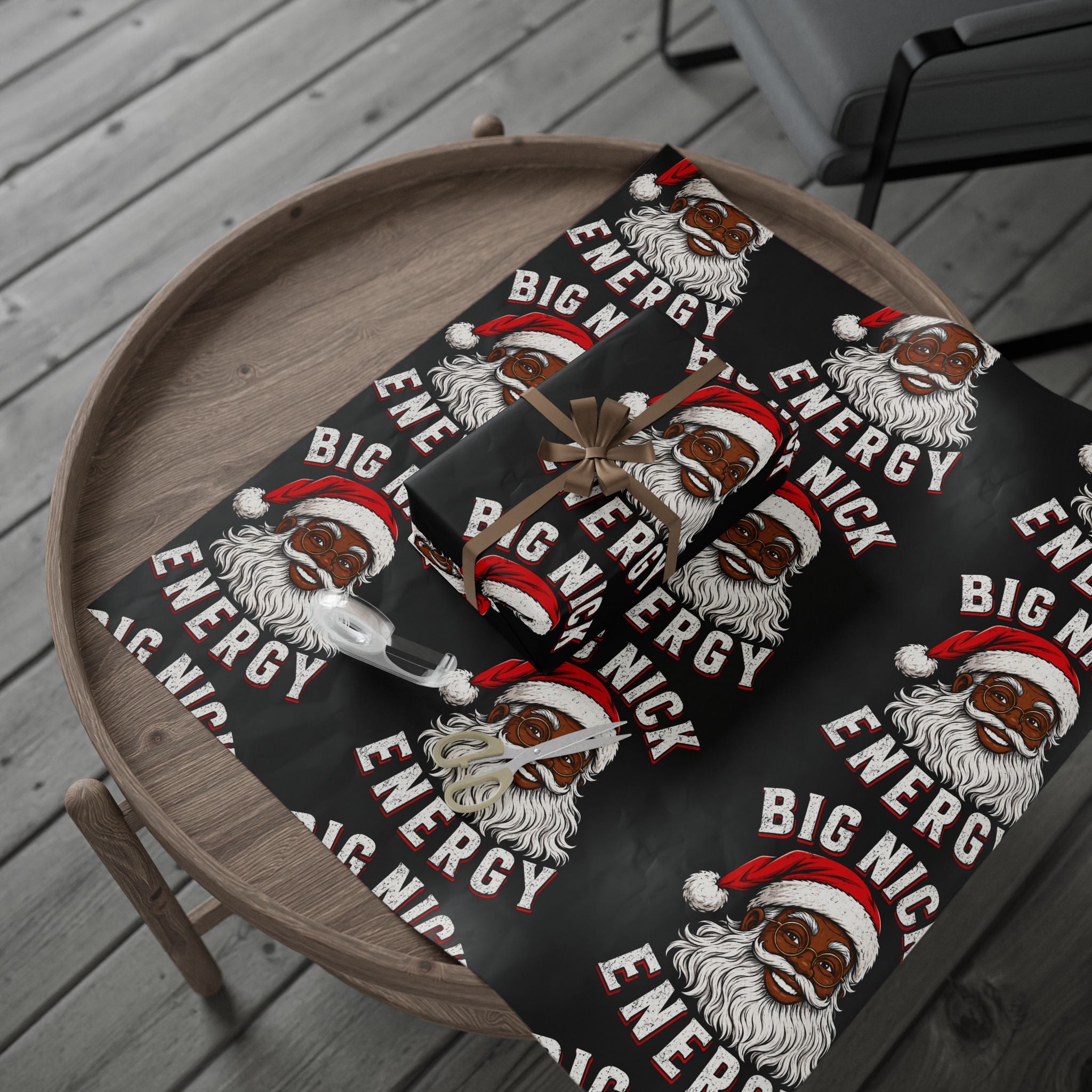 Big Nick Energy Black Santa Wrapping Paper
