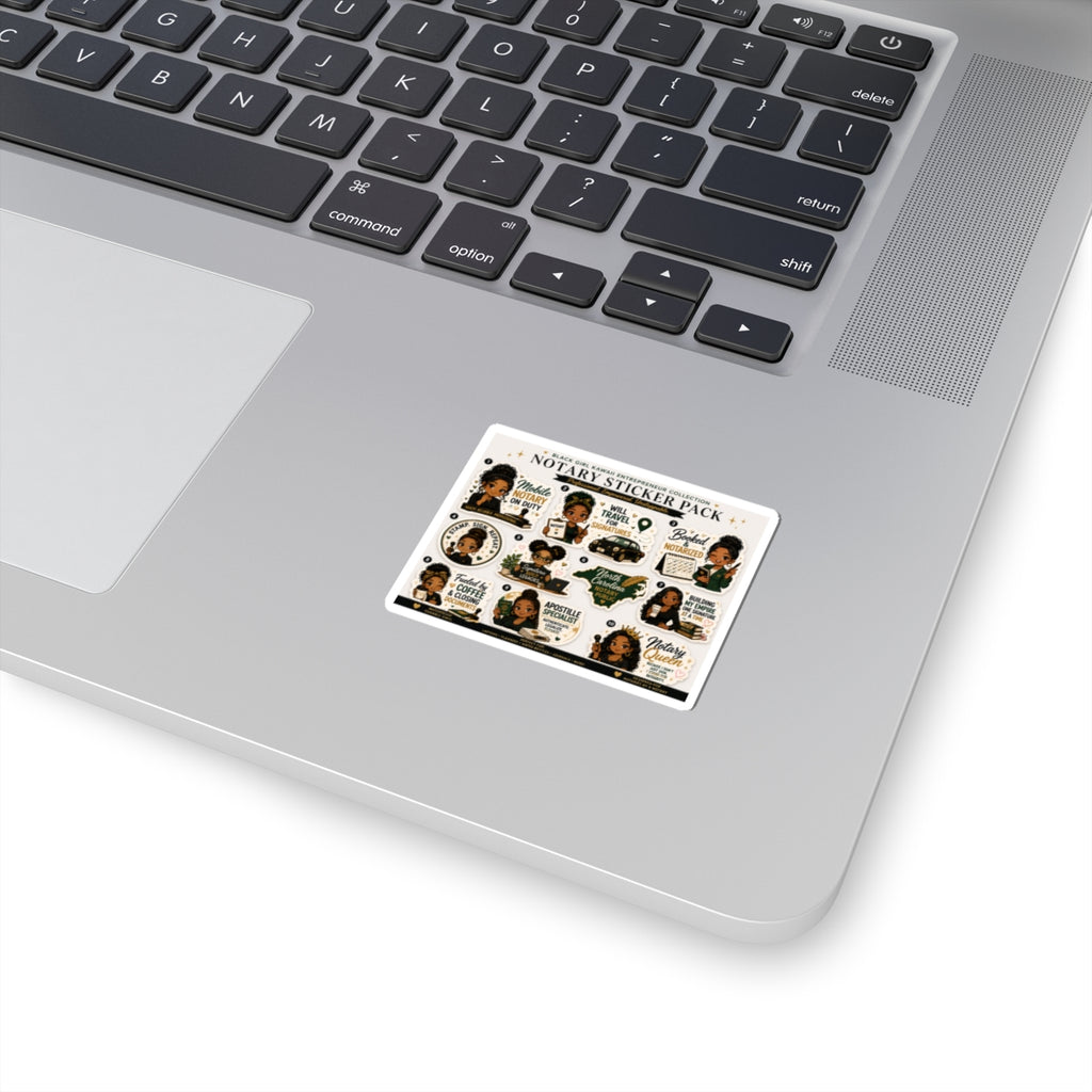 🌸 Black Girl Kawaii Notary Sticker Pack | 10-Piece Vinyl Sticker Collection