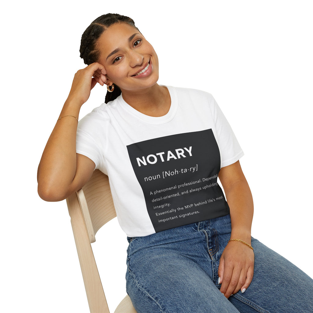 Notary Definition T-Shirt | Minimalist Notary Public Tee | Loan Signing Agent Shirt | Professional Notary Graphic Tee | Unisex Business Apparel