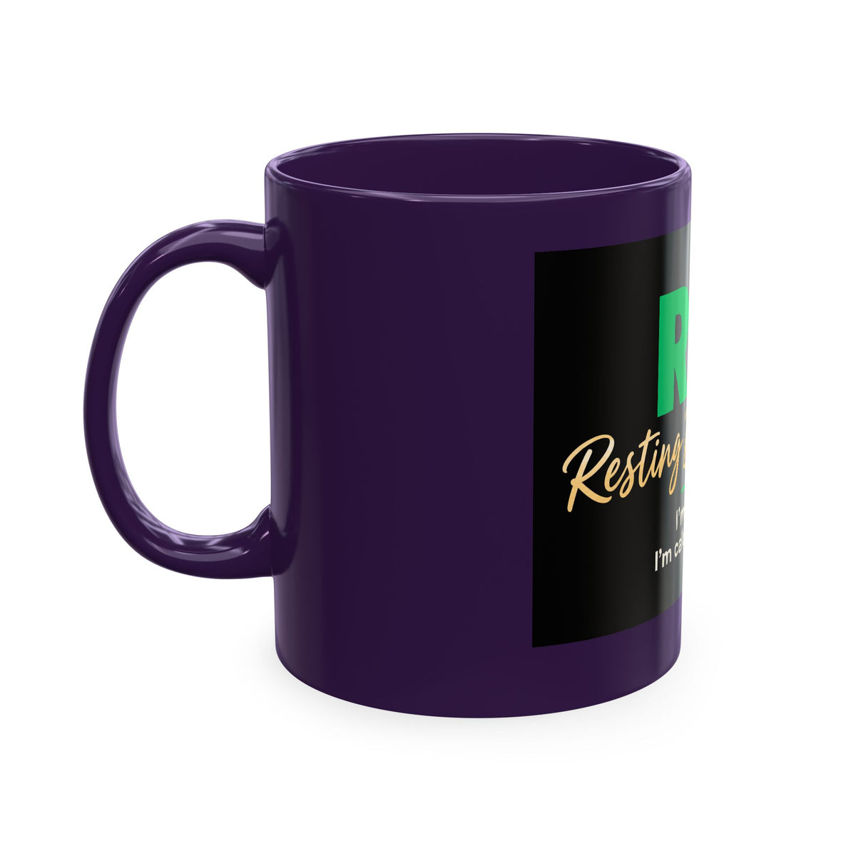 Resting Business Face Cursive Ceramic Mug — "RBF: I'm not mad. I'm calculating profit."