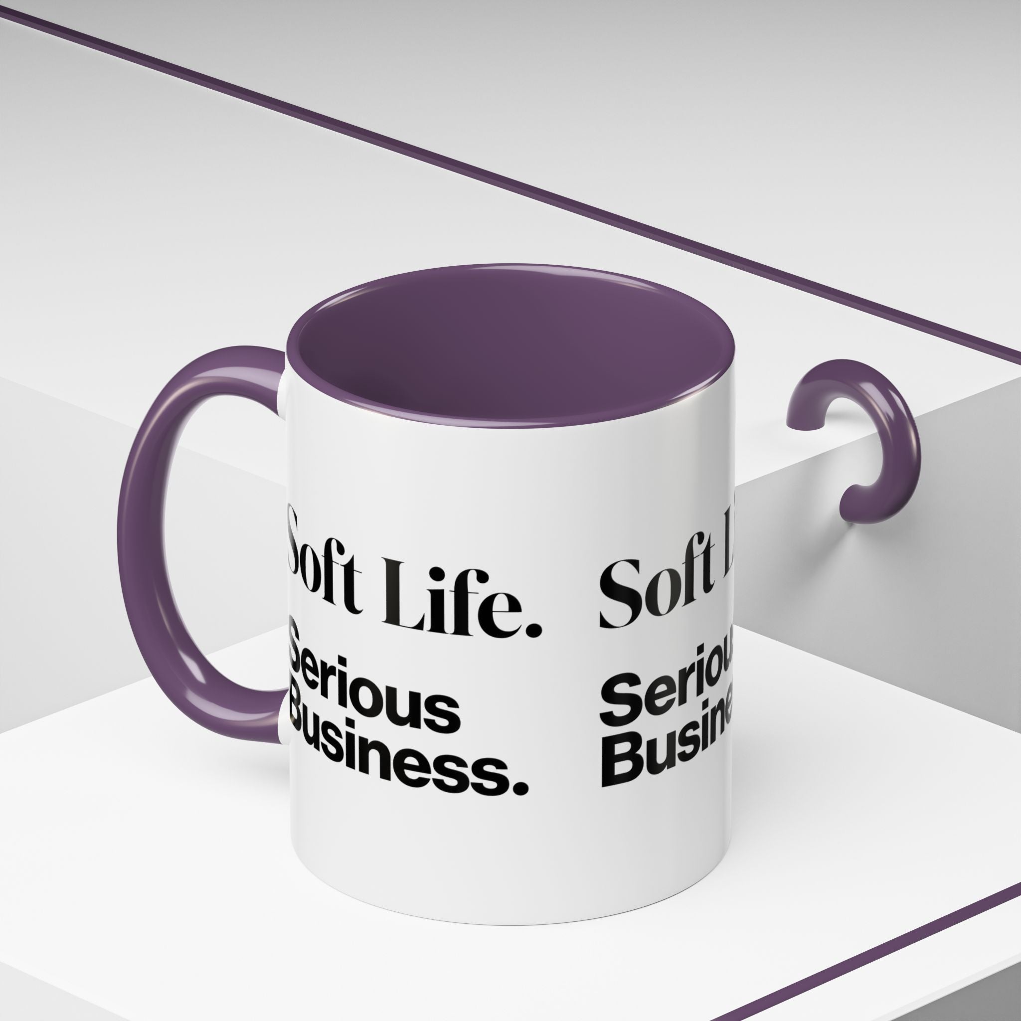 Soft Life. Serious Business. Accent Mug — Entrepreneur & Business Owner Coffee Cup