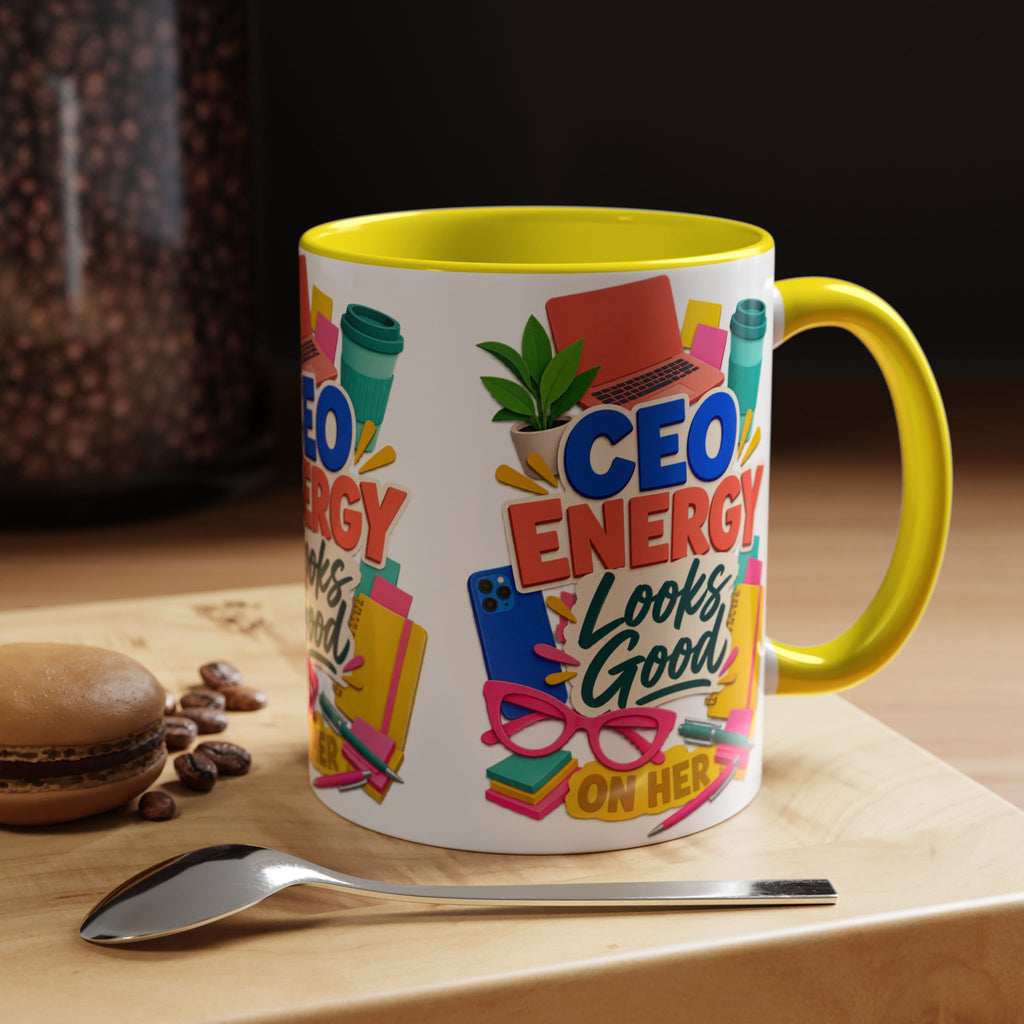 CEO Energy Looks Good on Her Mug | Women in Business Coffee Cup | Female Entrepreneur Gift | Boss Lady Office Mug