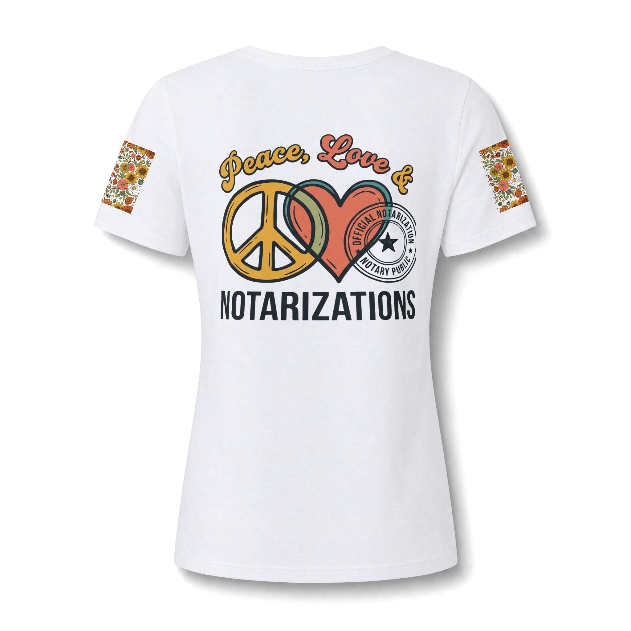 Peace, Love & Notarizations Women's Relaxed V-Neck Tee ☮️❤️🖋️