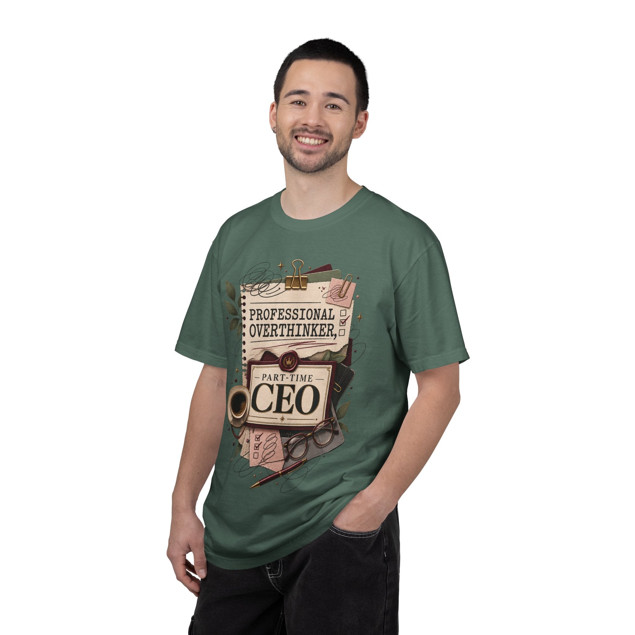 Professional Overthinker Part-Time CEO T-Shirt | Funny Small Business Owner Graphic Tee | Entrepreneur Gift | Garment-Dyed Shirt