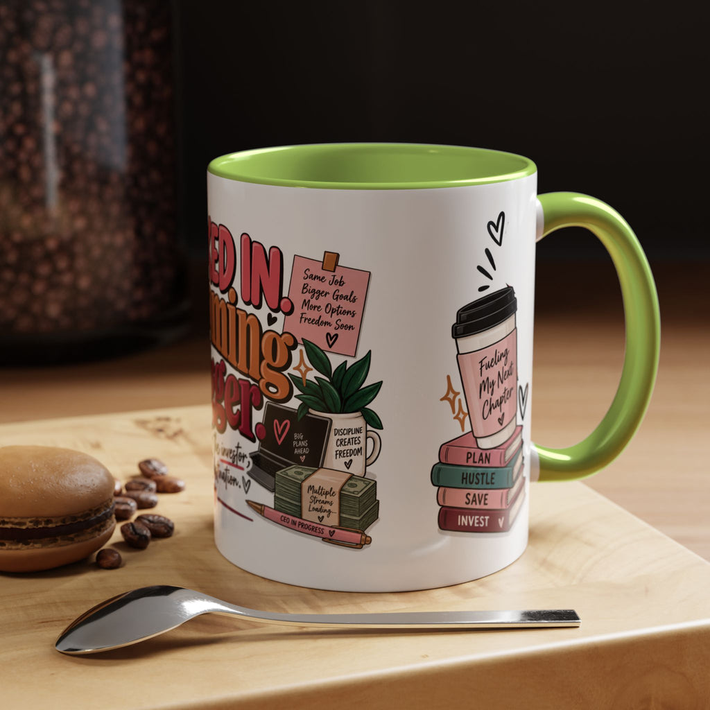 Clocked In, Dreaming Bigger Ceramic Mug — Side Hustle & Entrepreneur Coffee Cup