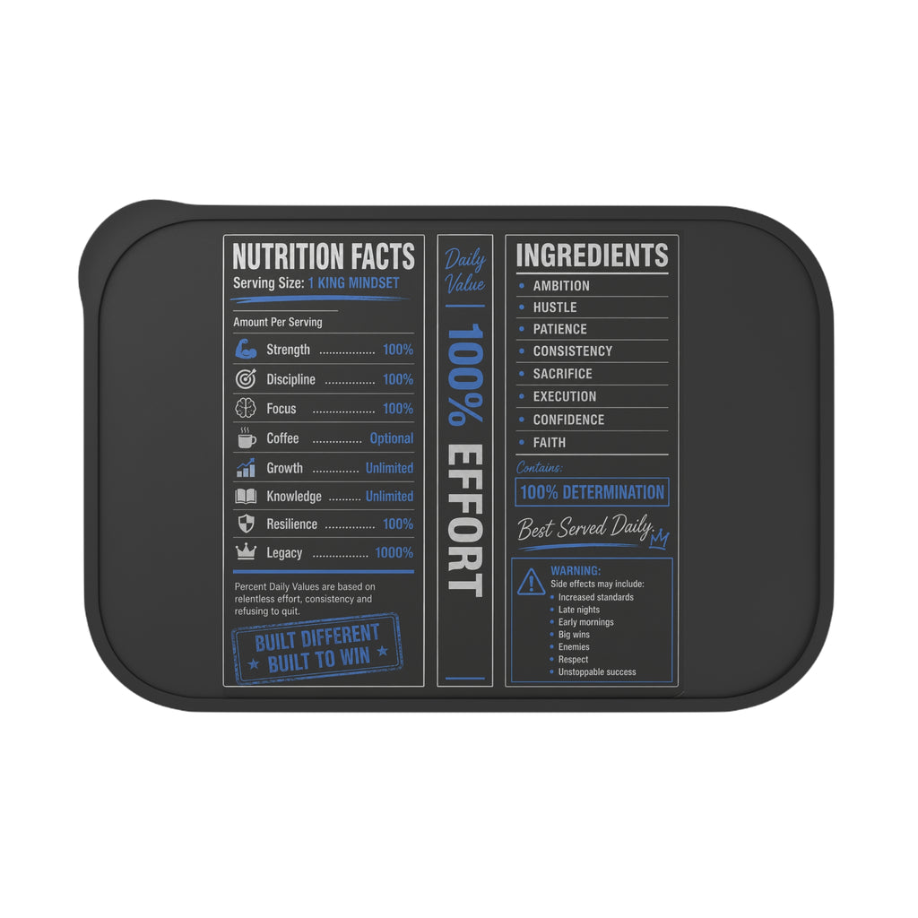 Built Different Motivation Bento Box with Utensils | Nutrition Facts Meal Prep Lunch Box
