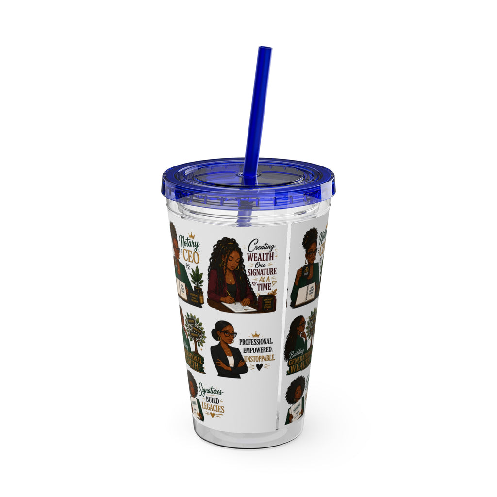 16 oz Acrylic Tumbler – Black Girl Business Energy Collection | Double-Wall Entrepreneur Cup with Straw