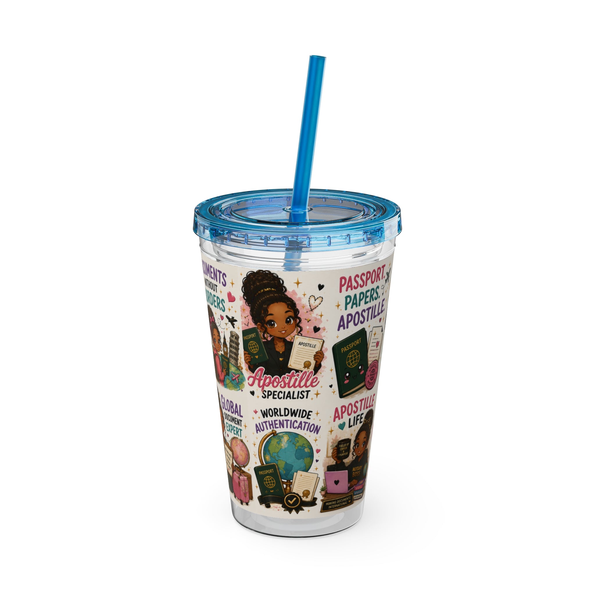 16 oz Acrylic Tumbler – Apostille Specialist Travel Collection | Double-Wall Notary Cup with Straw
