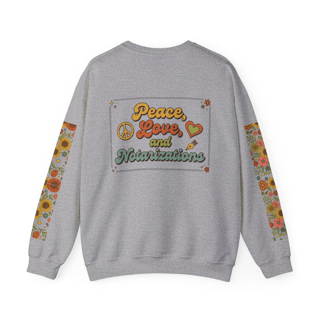 Peace, Love & Notarizations Cozy  Crewneck Sweatshirt ☮️❤️🖋️