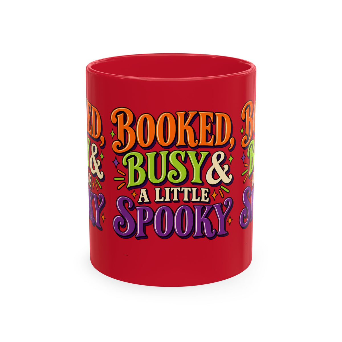 Booked, Busy & a Little Spooky Mug — Halloween Book Lover Coffee Cup