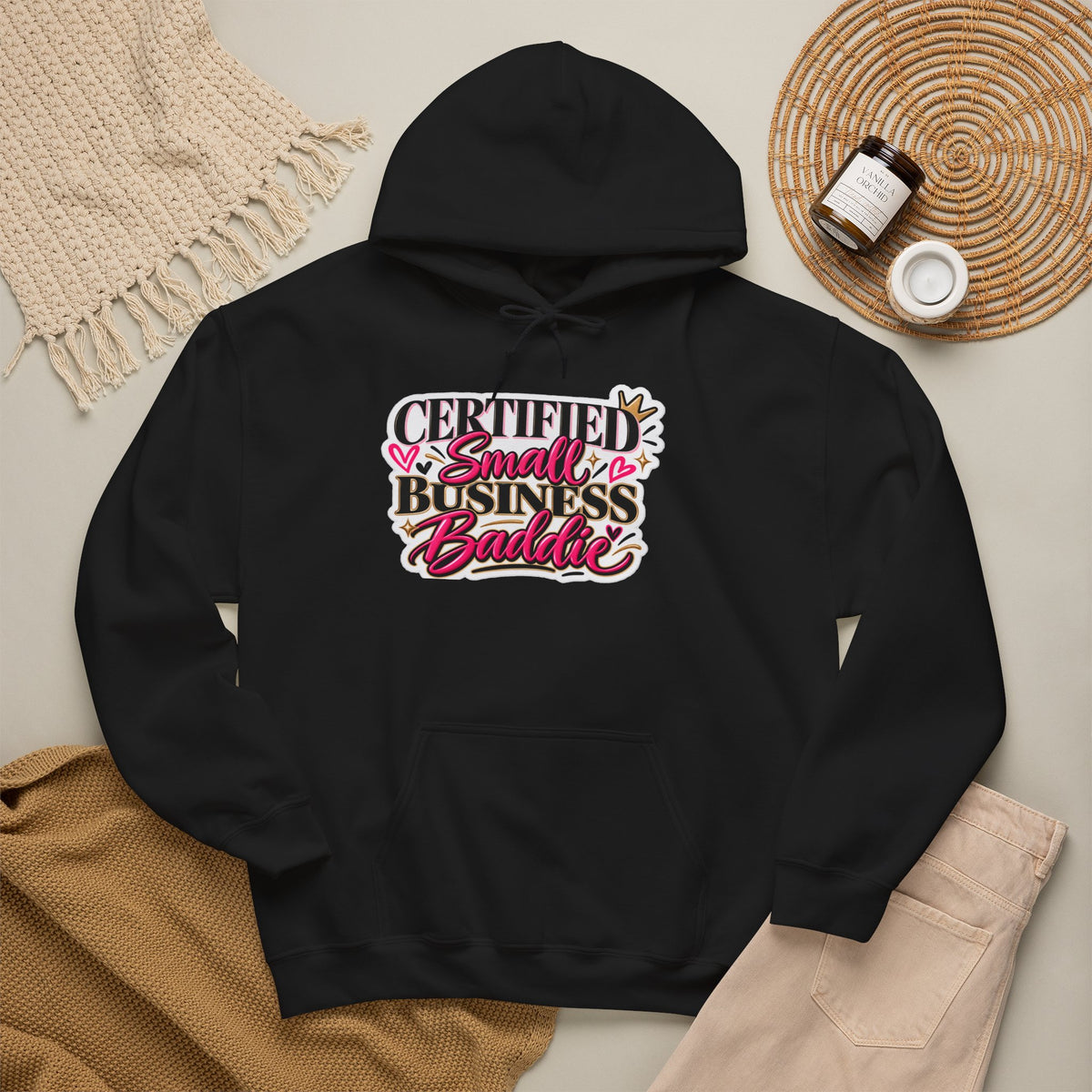 Certified Small Business Baddie Hoodie — Bold Women Entrepreneur Graphic Sweatshirt
