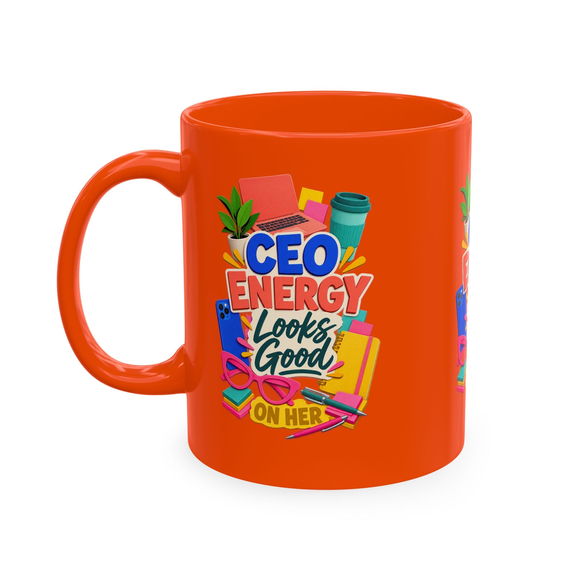 CEO Energy Looks Good on Her Mug | Women in Business Coffee Cup | Female Entrepreneur Gift | Boss Lady Office Mug