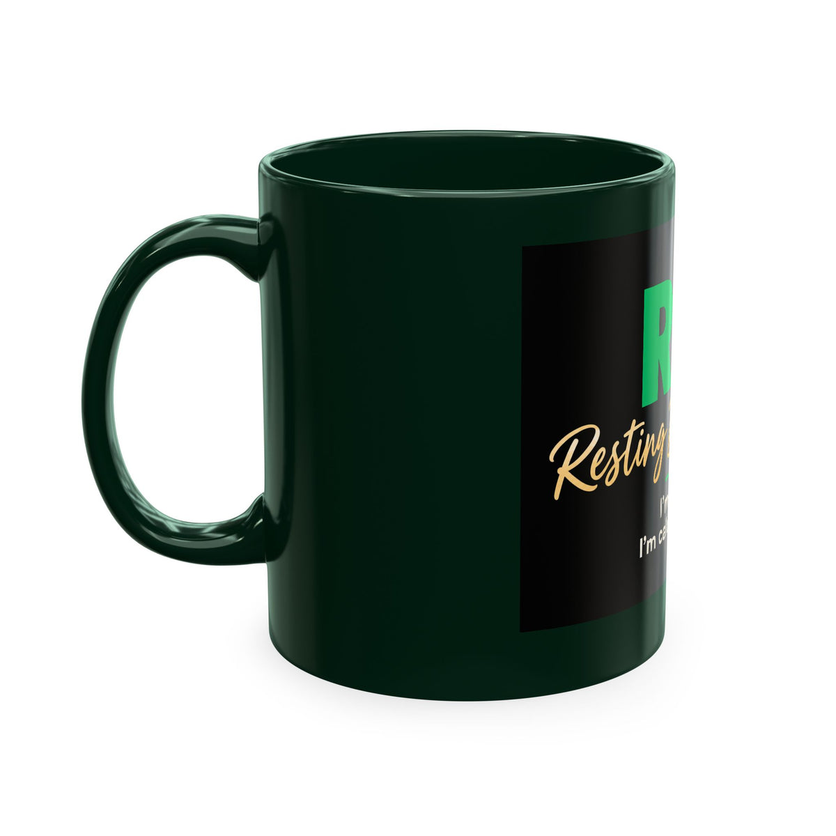 Resting Business Face Cursive Ceramic Mug — "RBF: I'm not mad. I'm calculating profit."