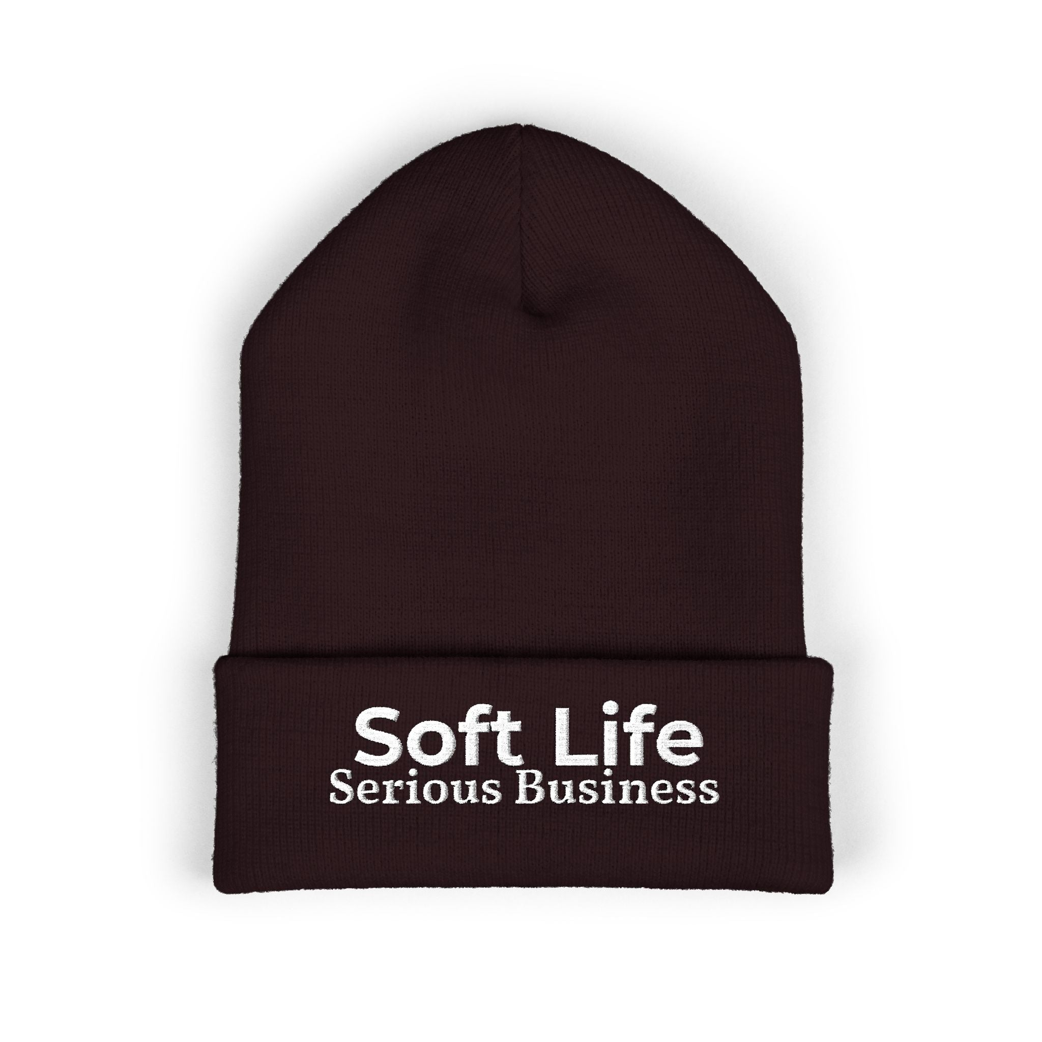 Soft Life. Serious Business. Embroidered Cuffed Beanie | Cozy Entrepreneur Winter Hat