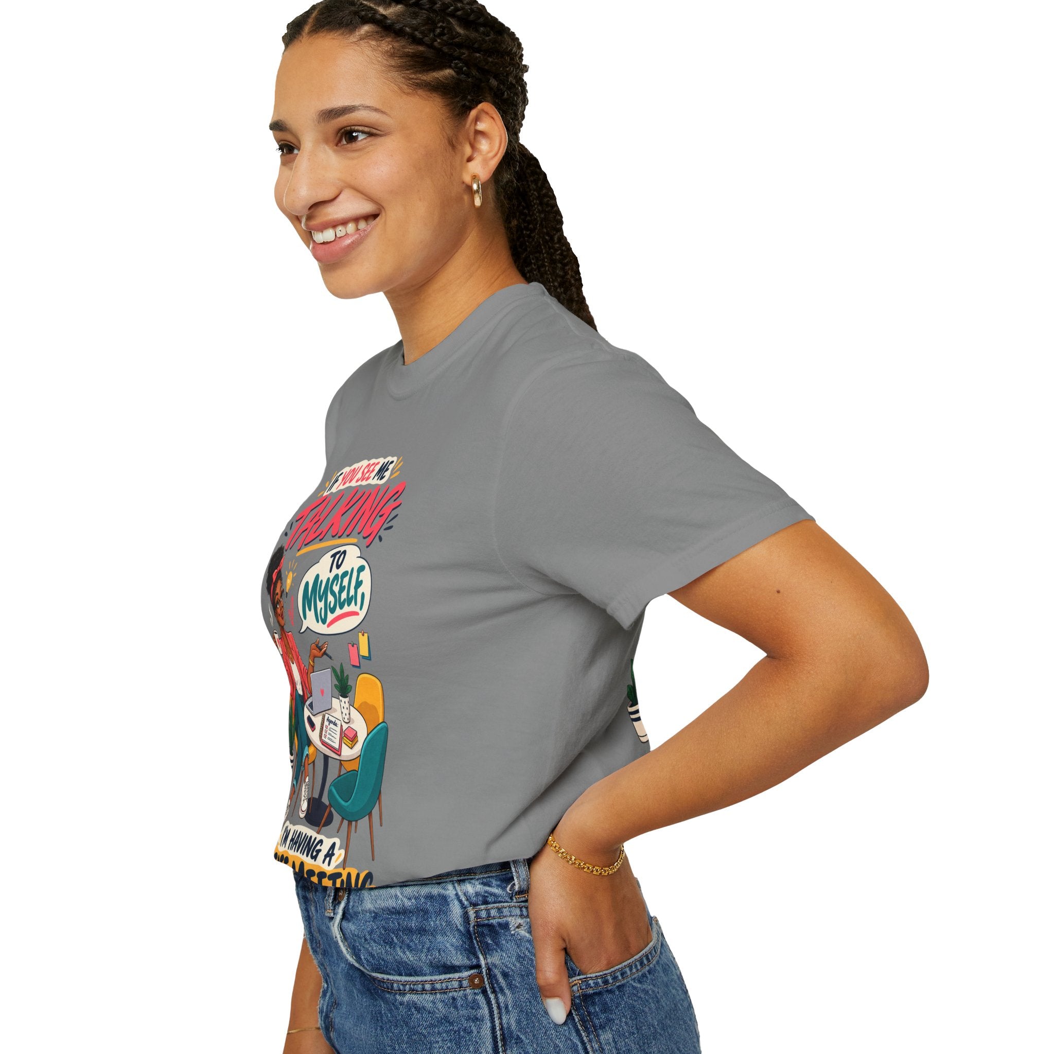 Funny Small Business Owner T-Shirt — “If You See Me Talking to Myself” Staff Meeting Graphic Tee