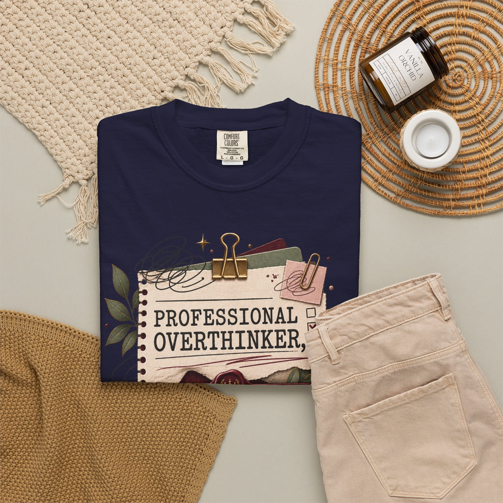 Professional Overthinker Part-Time CEO T-Shirt | Funny Small Business Owner Graphic Tee | Entrepreneur Gift | Garment-Dyed Shirt