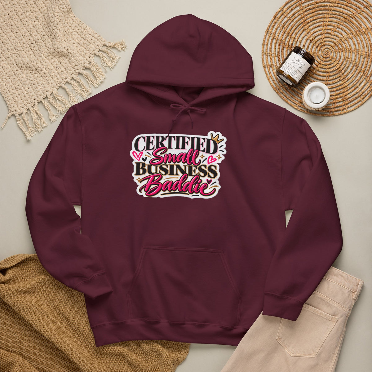 Certified Small Business Baddie Hoodie — Bold Women Entrepreneur Graphic Sweatshirt