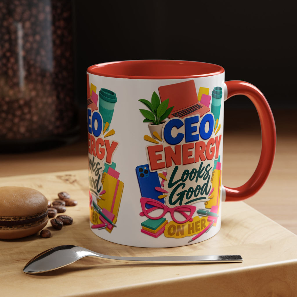 CEO Energy Looks Good on Her Mug | Women in Business Coffee Cup | Female Entrepreneur Gift | Boss Lady Office Mug