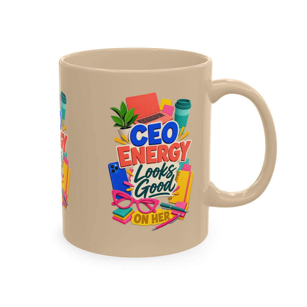 CEO Energy Looks Good on Her Mug | Women in Business Coffee Cup | Female Entrepreneur Gift | Boss Lady Office Mug