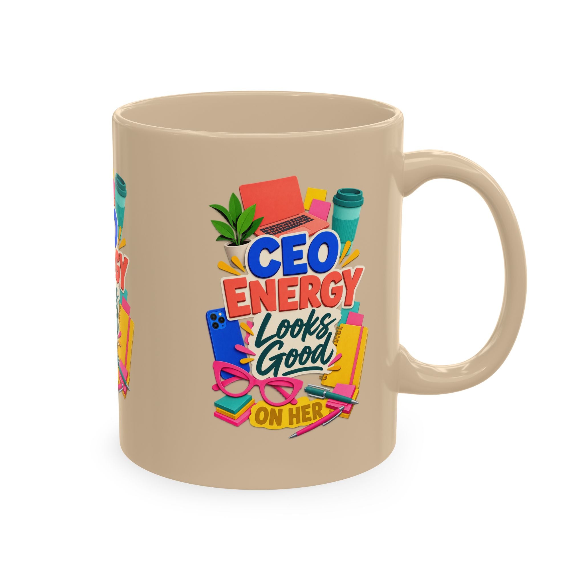 CEO Energy Looks Good on Her Mug | Women in Business Coffee Cup | Female Entrepreneur Gift | Boss Lady Office Mug