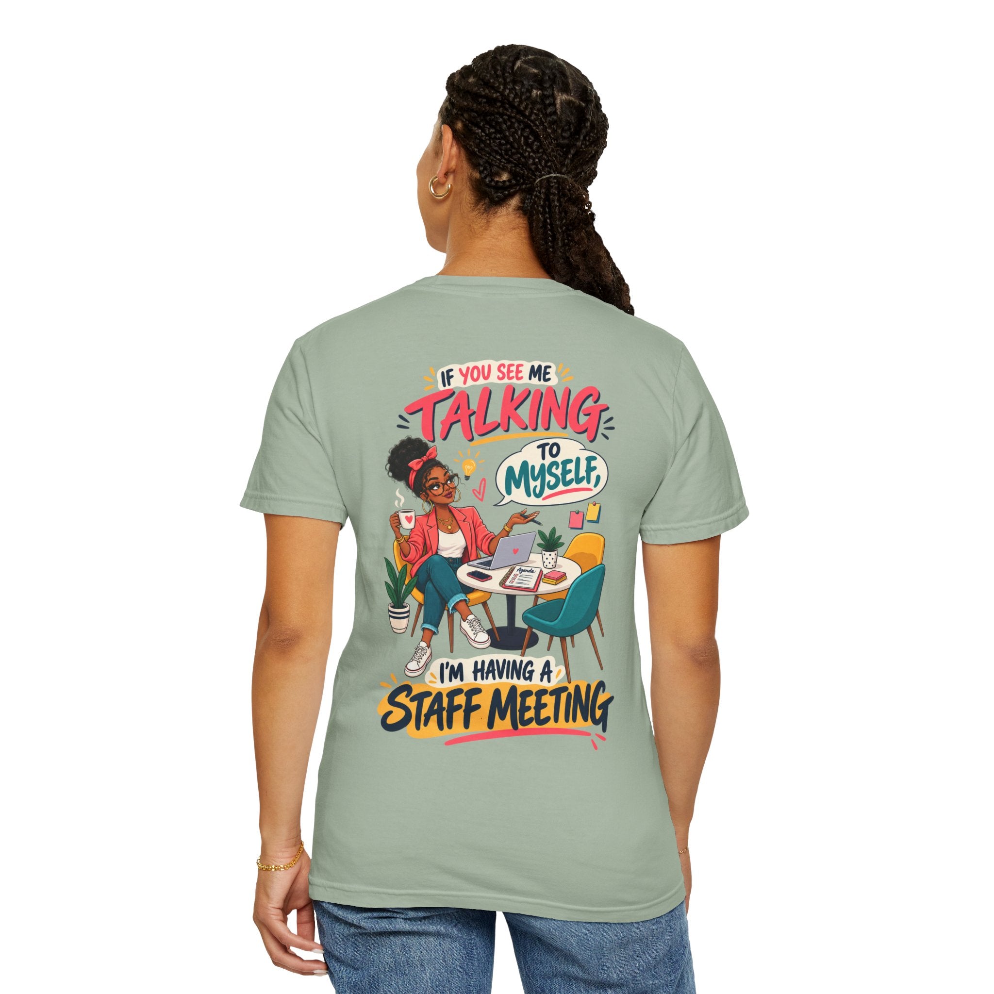 Funny Small Business Owner T-Shirt — “If You See Me Talking to Myself” Staff Meeting Graphic Tee