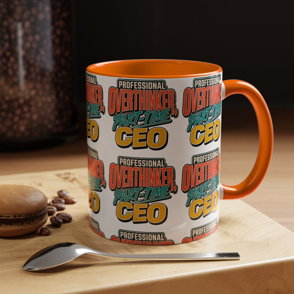 Professional Overthinker Part-Time CEO Mug | Funny Small Business Owner Coffee Cup | Entrepreneur and Side-Hustle Gift