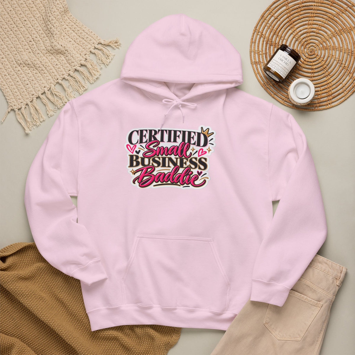 Certified Small Business Baddie Hoodie — Bold Women Entrepreneur Graphic Sweatshirt