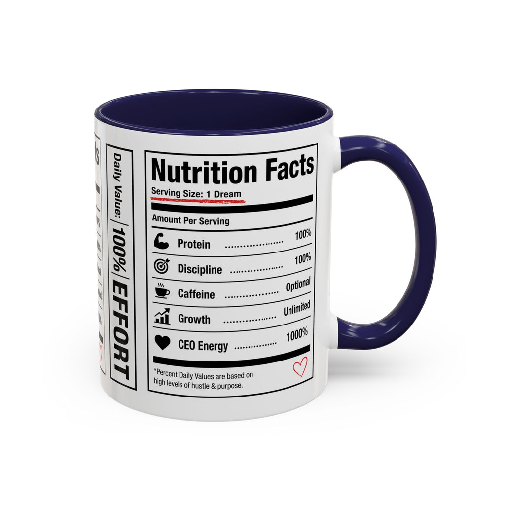 Entrepreneur Nutrition Facts Accent Coffee Mug | CEO Motivation Coffee Cup (11oz, 15oz)