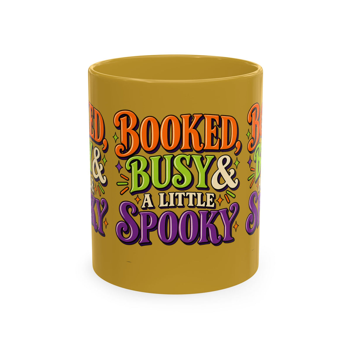 Booked, Busy & a Little Spooky Mug — Halloween Book Lover Coffee Cup
