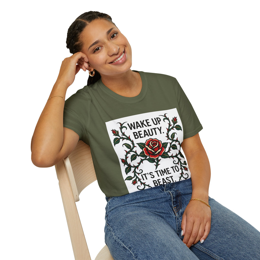Wake Up Beauty, It’s Time to Beast Tee — Rose & Thorn Graphic Shirt