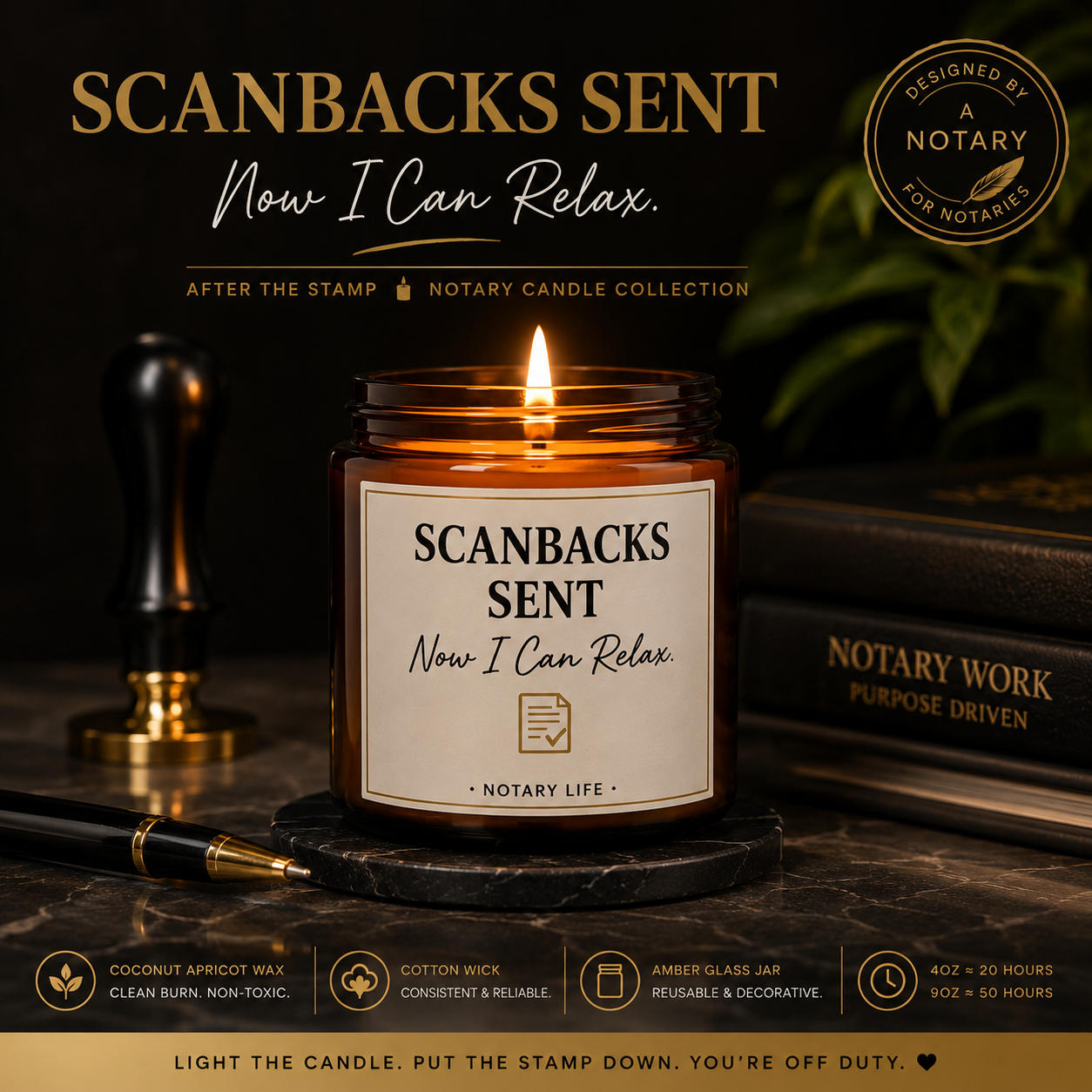 Scanbacks Sent. Now I Can Relax. | Notary Life Scented Candle Coconut Apricot Wax(4oz & 9oz)