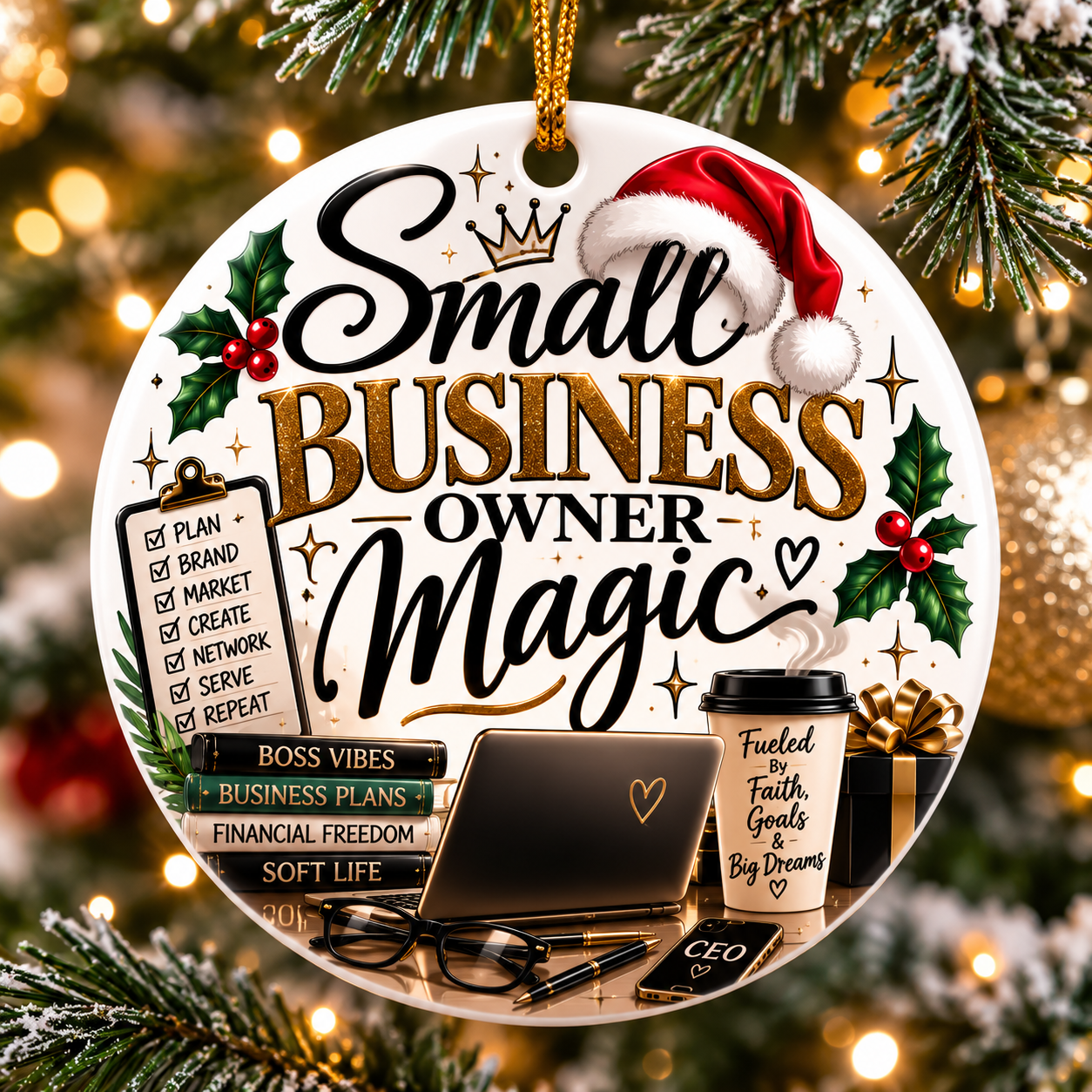Small Business Owner Magic Ceramic Ornament – Entrepreneur Christmas Gift