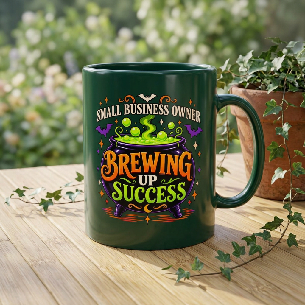 Brewing Up Success Mug | Small Business Owner Halloween Ceramic Coffee Cup