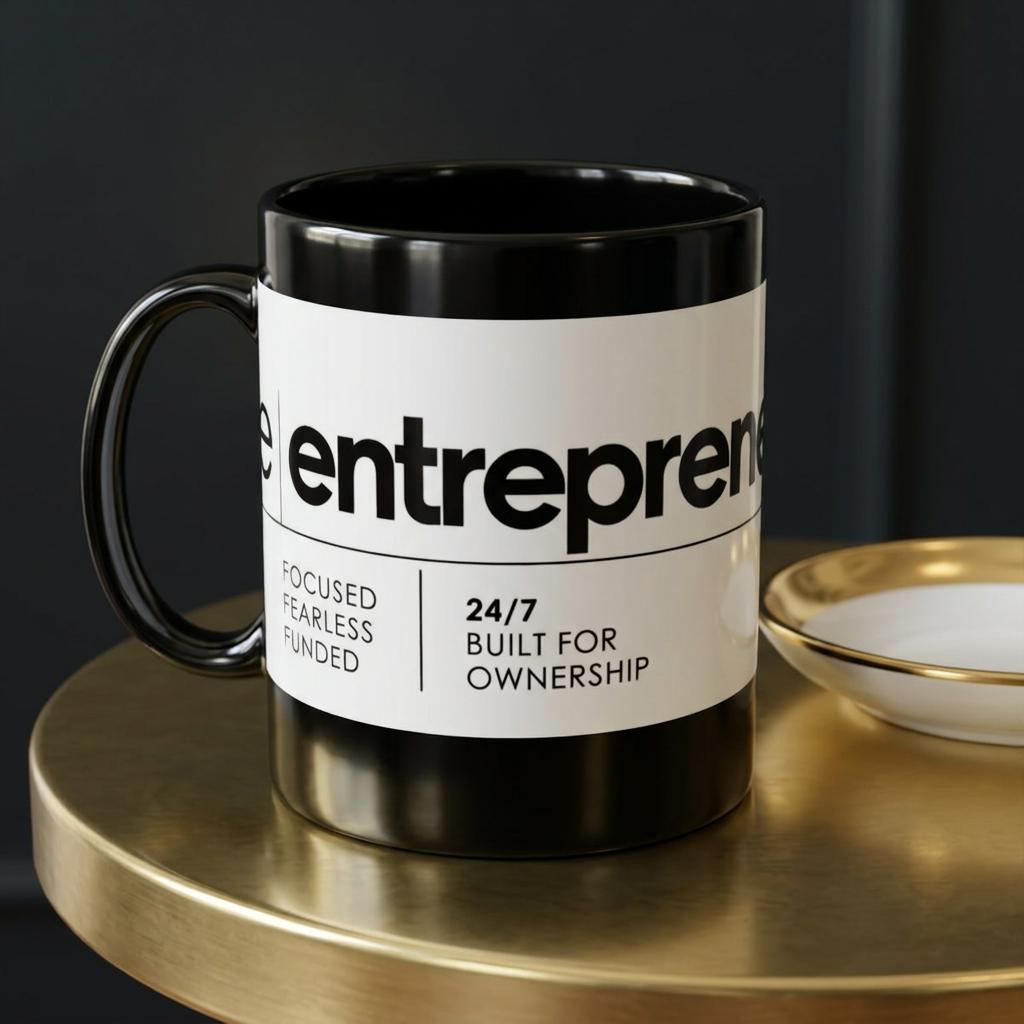 The Entrepreneur 24/7 Ceramic Mug — Focused, Fearless, Funded Business Owner Coffee Cup