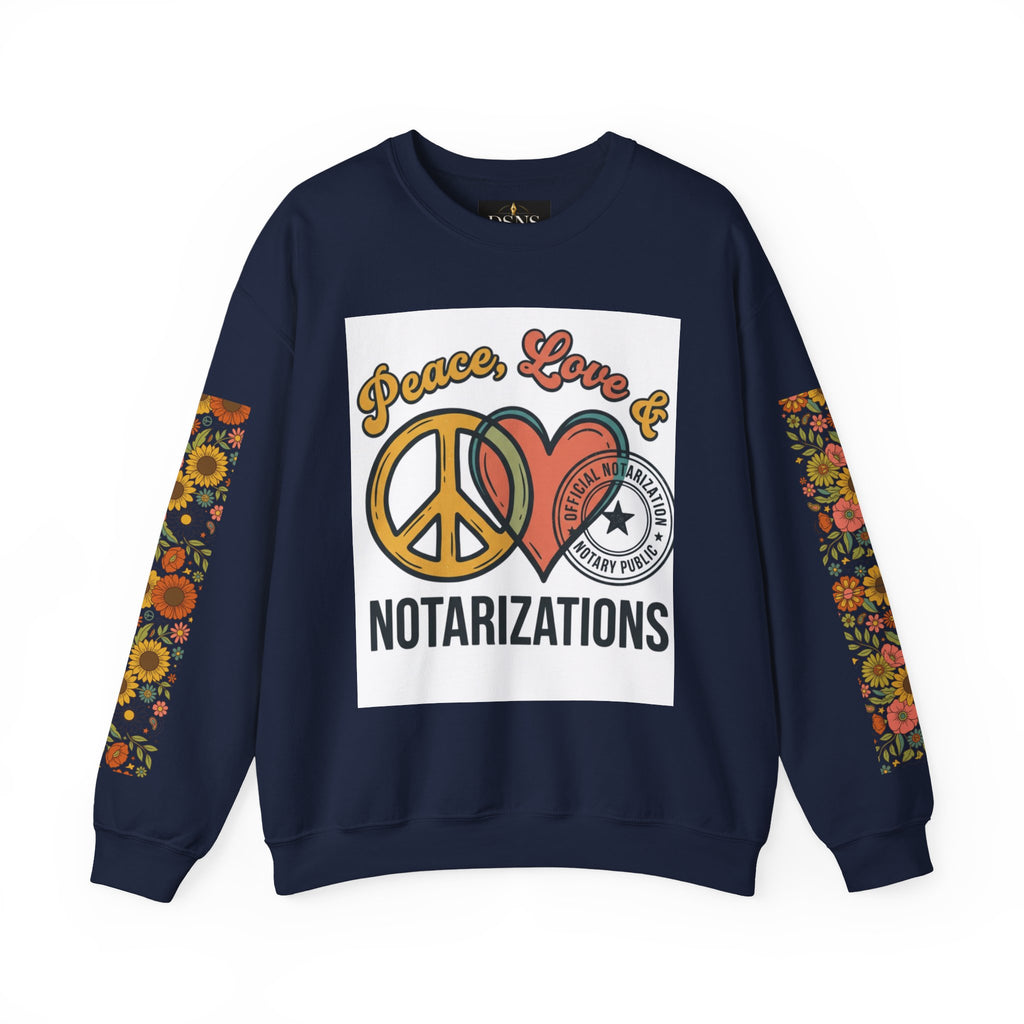 Peace, Love & Notarizations Cozy  Crewneck Sweatshirt ☮️❤️🖋️
