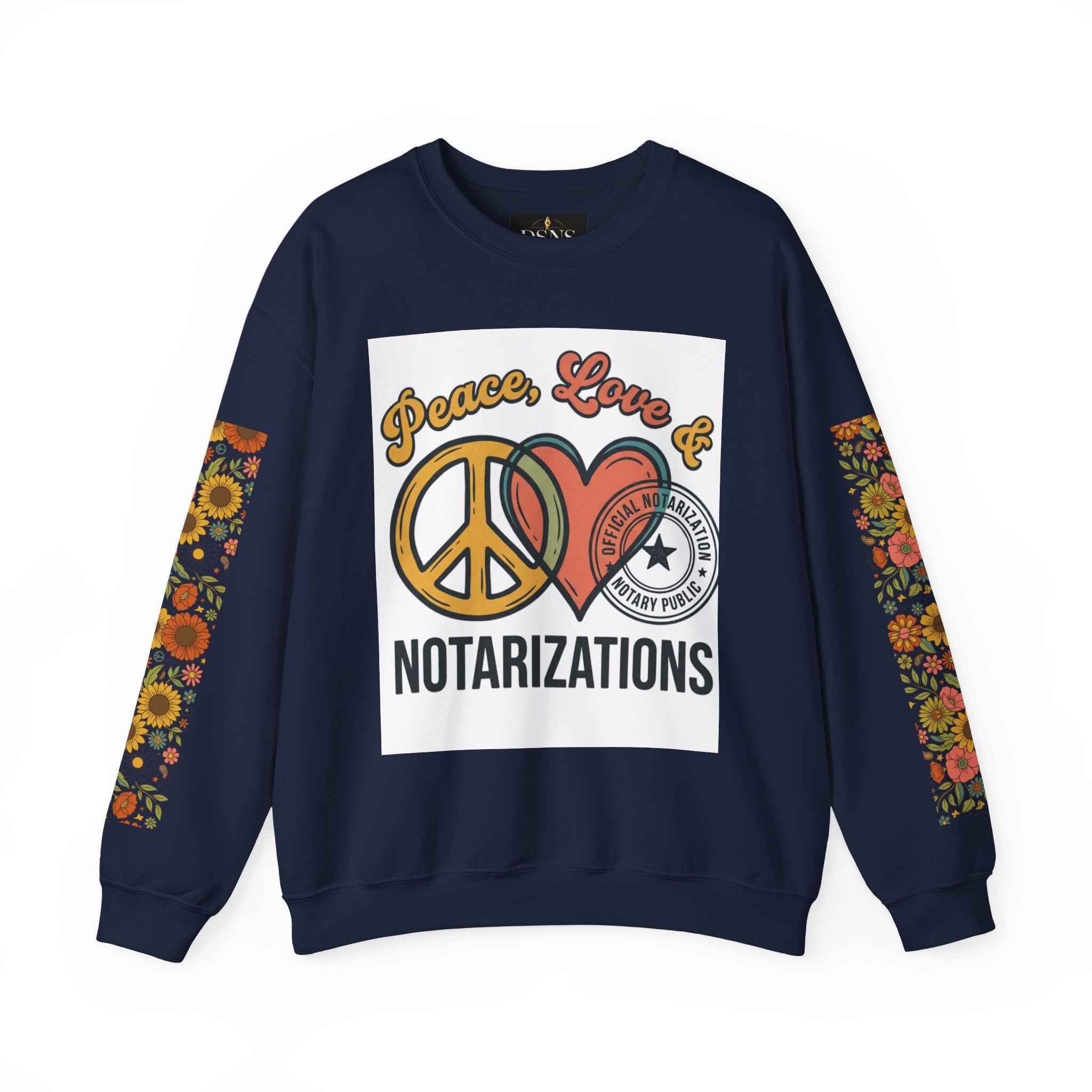 Peace, Love & Notarizations Cozy  Crewneck Sweatshirt ☮️❤️🖋️