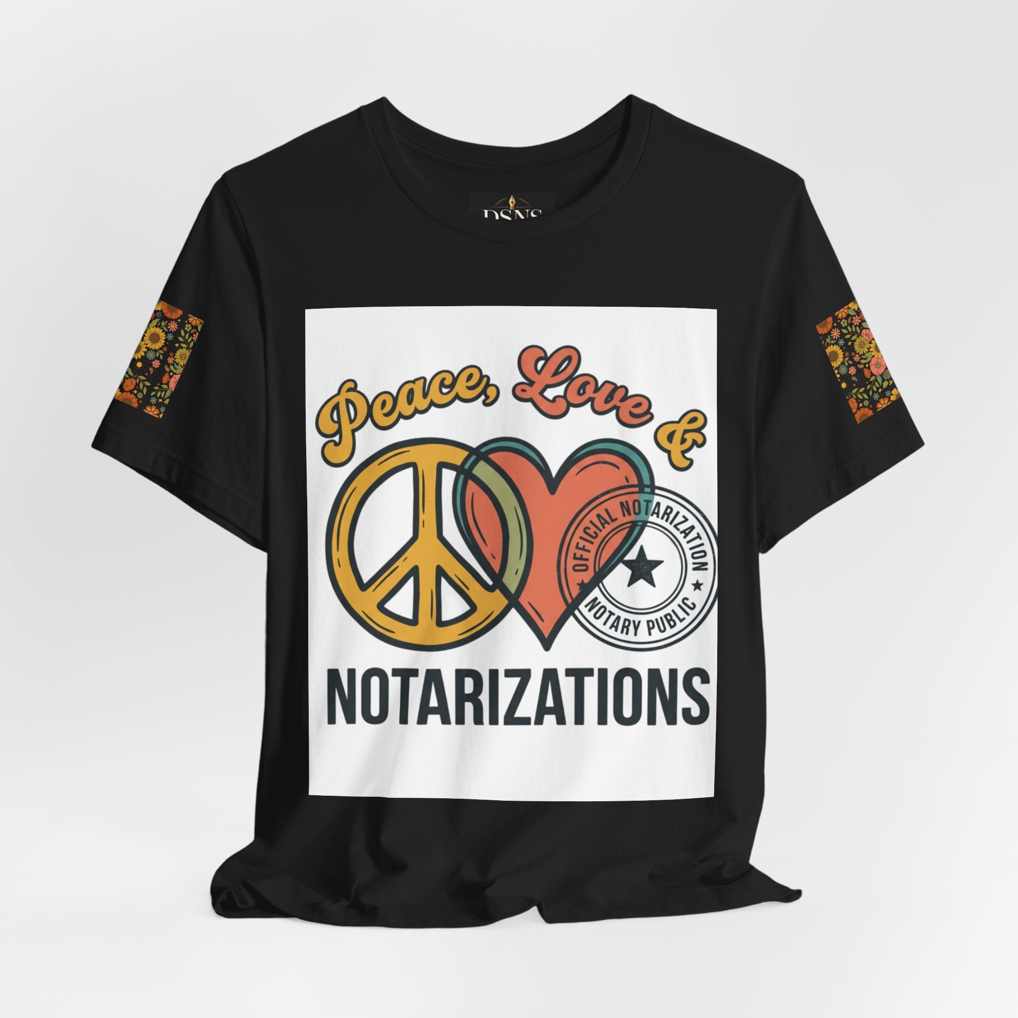 Peace, Love & Notarizations Unisex Jersey T-Shirt ☮️❤️🖋️