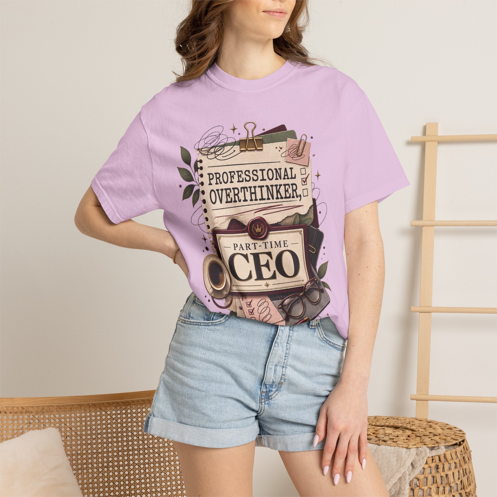 Professional Overthinker Part-Time CEO T-Shirt | Funny Small Business Owner Graphic Tee | Entrepreneur Gift | Garment-Dyed Shirt