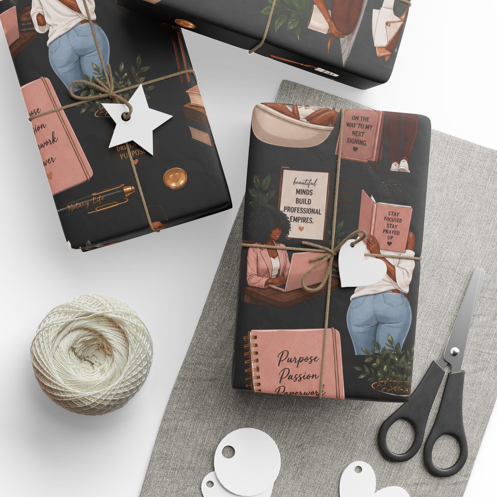 Notary Boss Self-Care Wrapping Paper – Professional Women Gift Wrap💗✍🏾🎁✨