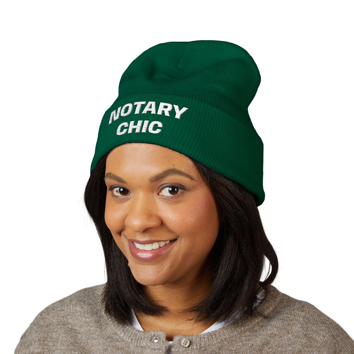 Notary Chic Embroidered Cuffed Beanie | Cozy Notary Public Winter Hat