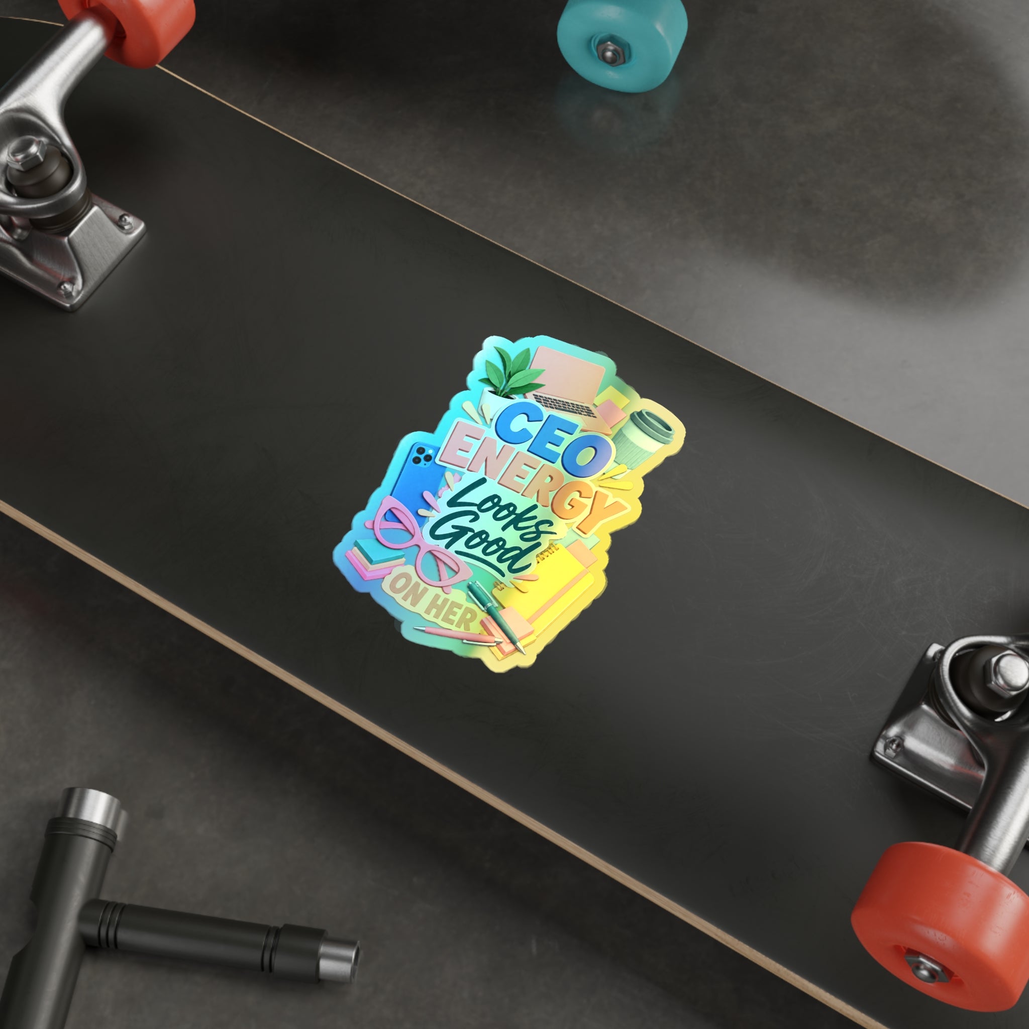 CEO Energy Looks Good on Her Holographic Sticker | Women in Business Decal | Female Entrepreneur Laptop Sticker | Boss Gift