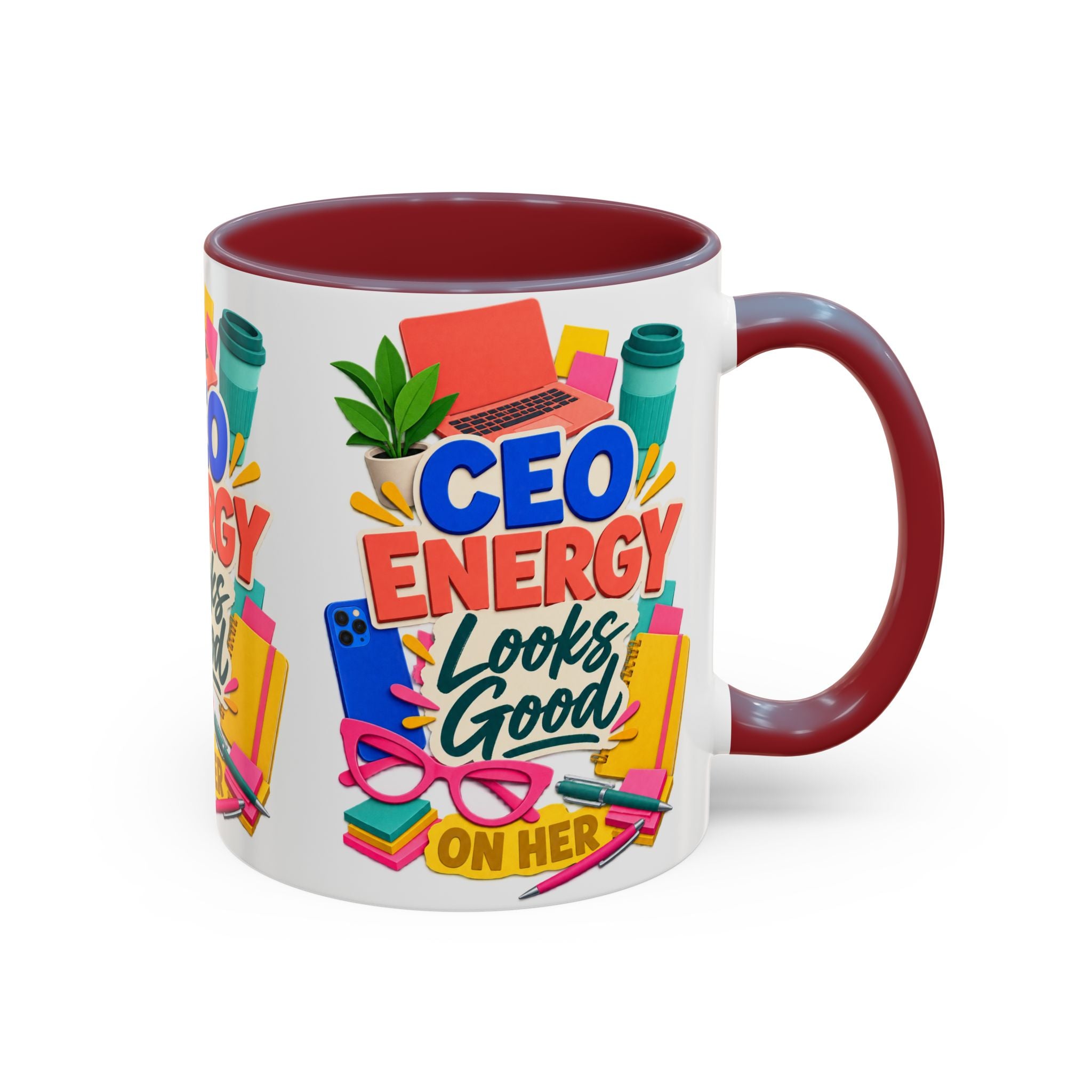 CEO Energy Looks Good on Her Mug | Women in Business Coffee Cup | Female Entrepreneur Gift | Boss Lady Office Mug