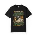 Funny Small Business Owner T-Shirt — “Running on Caffeine, Orders & Audacity” Graphic Tee