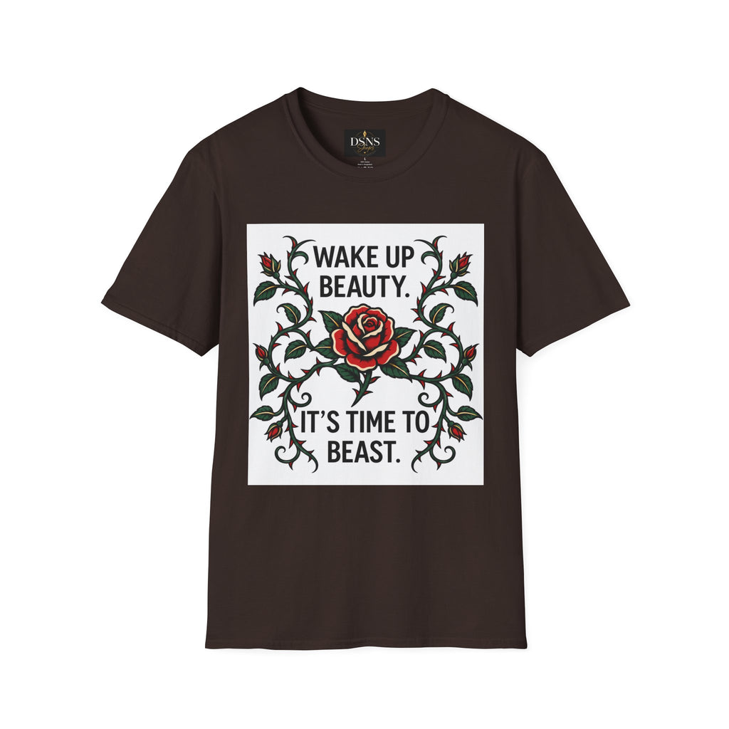 Wake Up Beauty, It’s Time to Beast Tee — Rose & Thorn Graphic Shirt