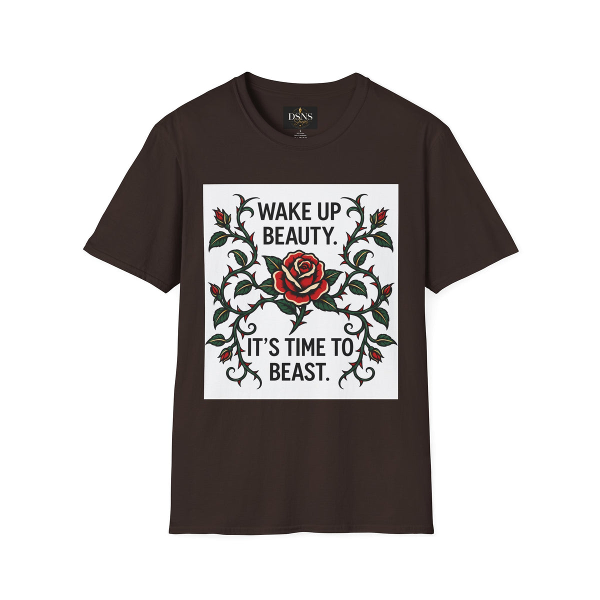 Wake Up Beauty, It’s Time to Beast Tee — Rose & Thorn Graphic Shirt