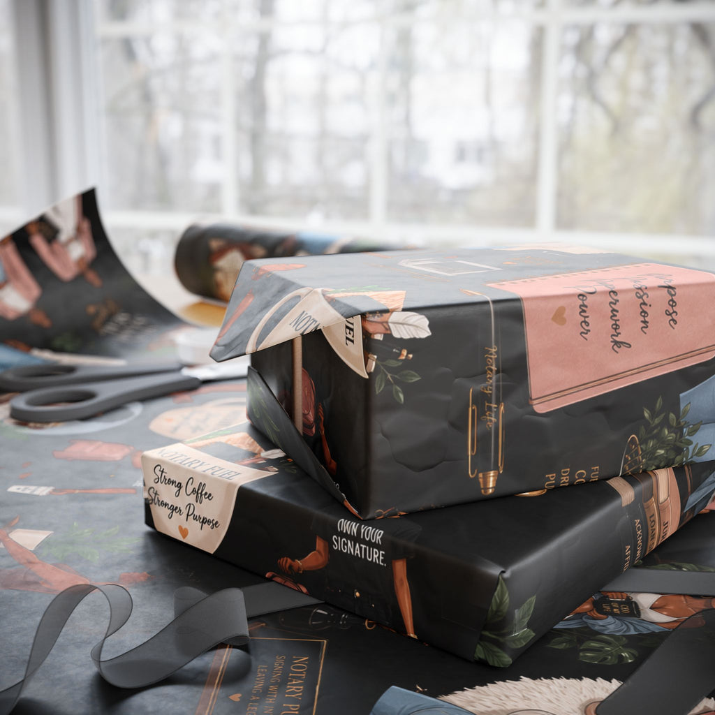 Notary Boss Self-Care Wrapping Paper – Professional Women Gift Wrap💗✍🏾🎁✨