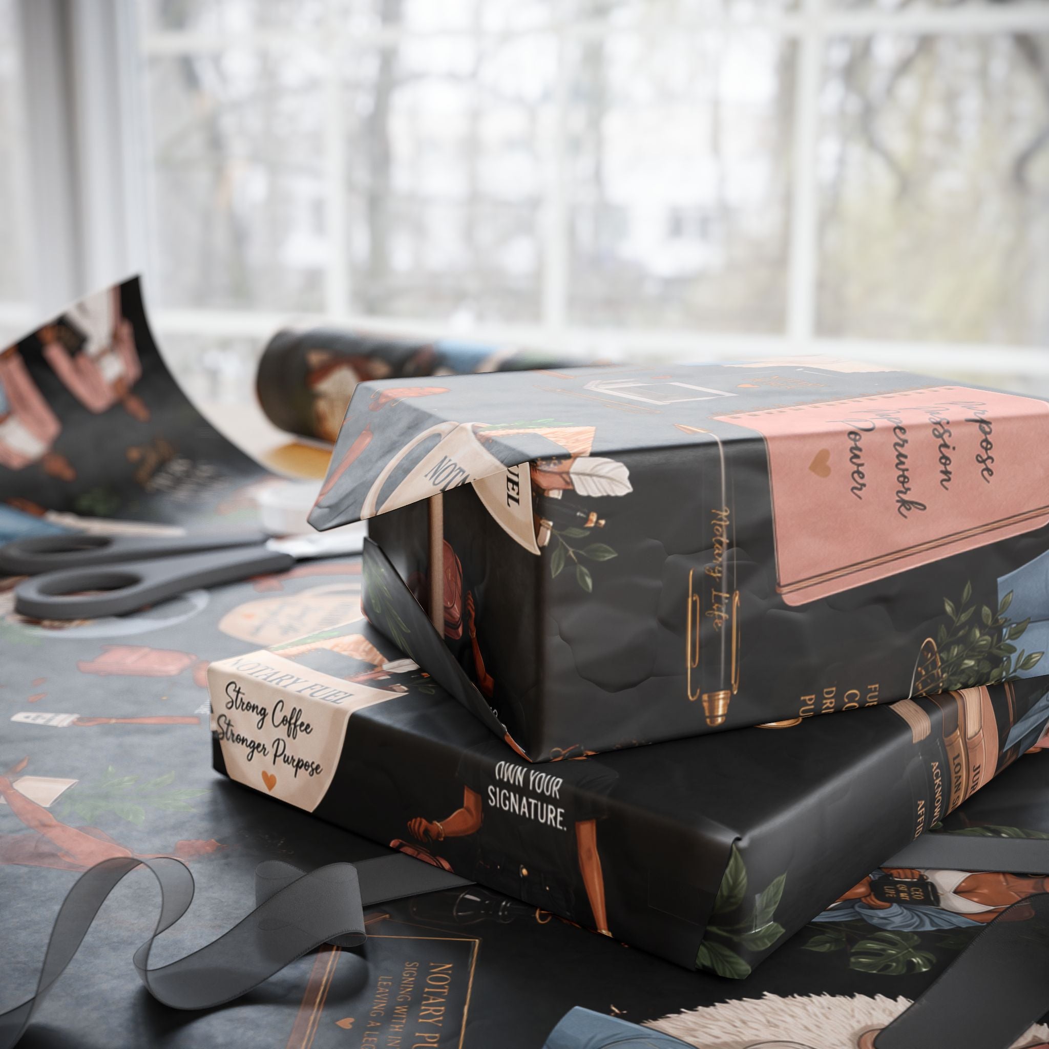 Notary Boss Self-Care Wrapping Paper – Professional Women Gift Wrap💗✍🏾🎁✨