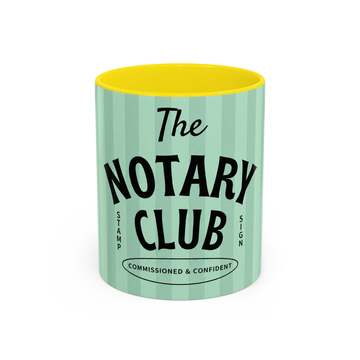 The Notary Club Accent Coffee Mug — Commissioned & Confident Notary Public Gift